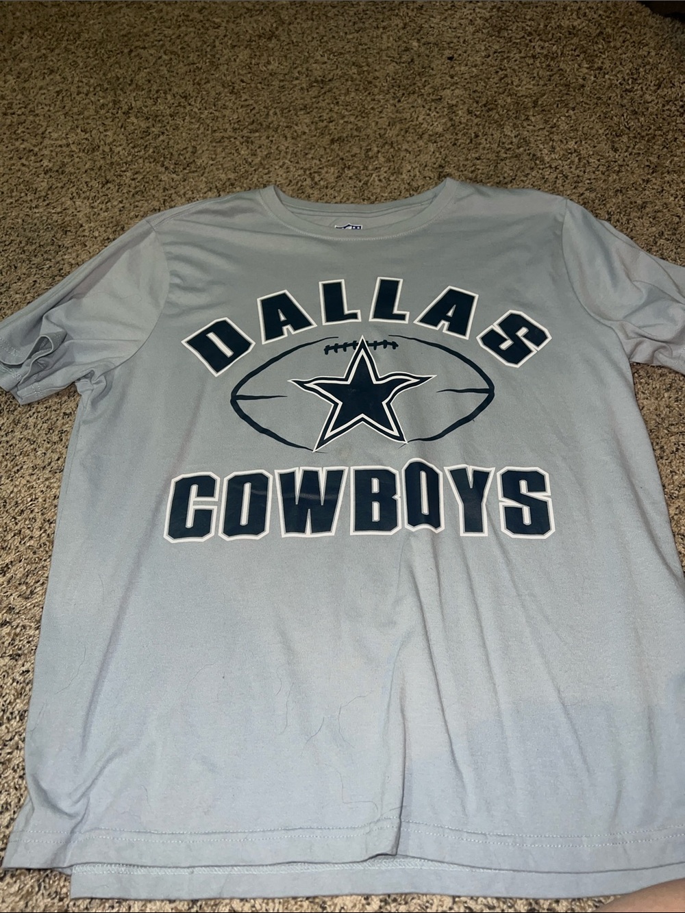NFL Dallas Cowboys Light Gray Tee with Navy Logo